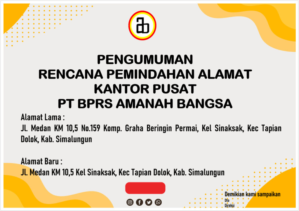 RENCANA PINDAH ALAMAT KANTOR PUSAT
